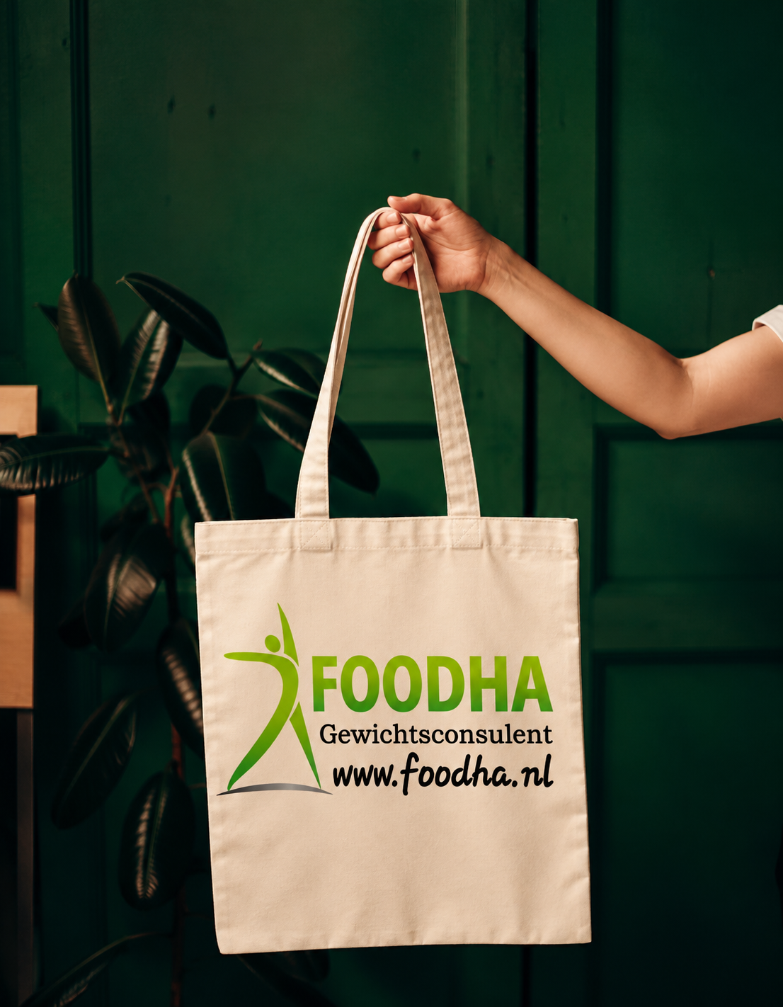 Katoenen tas met eigen ontwerp erop.
